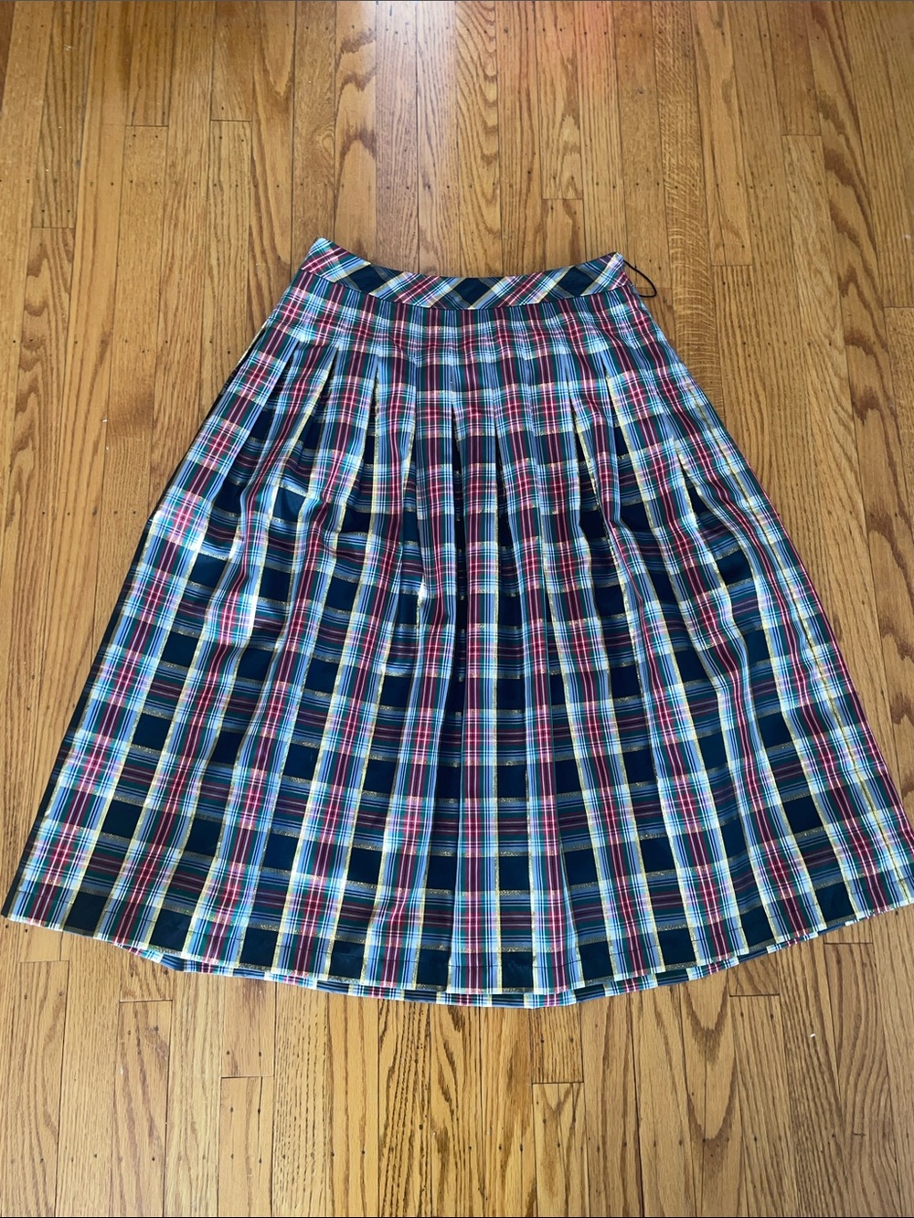Talbots Plaid Pleated Midi Skirt
